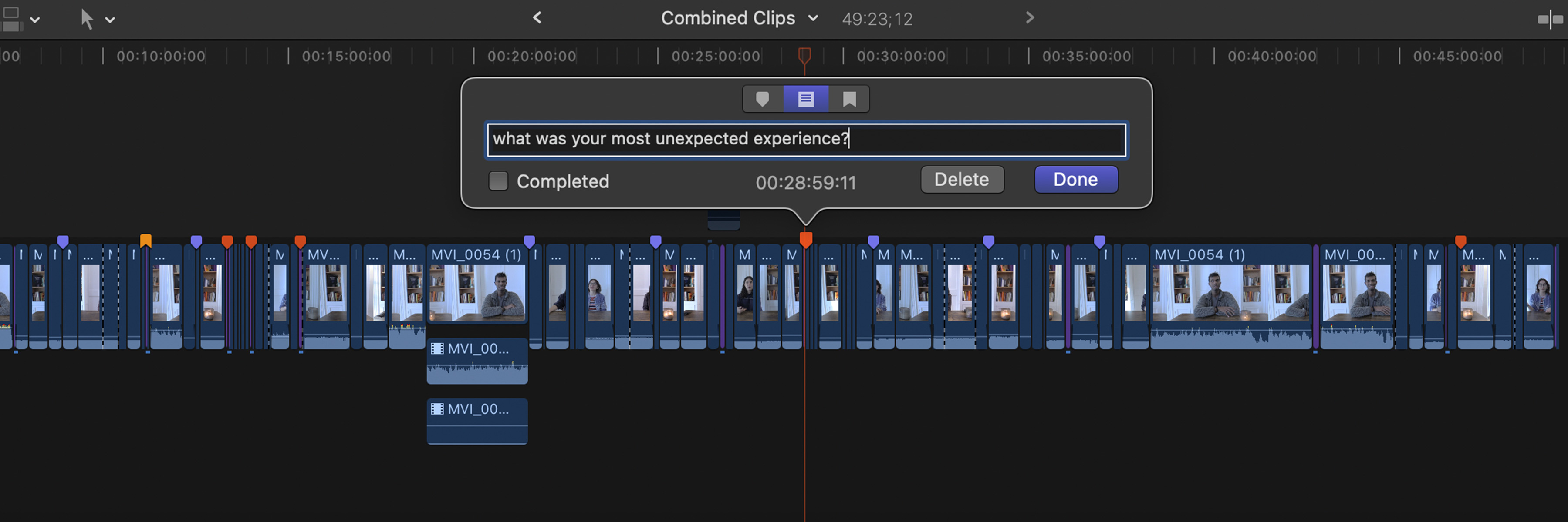 screenshot of editing process in Final Cut Pro X